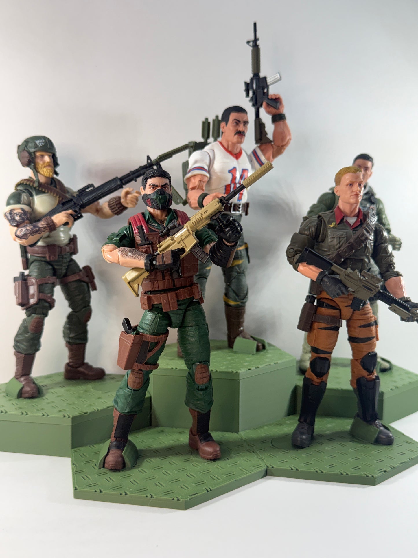 **Limited Run PreOrder** HexaStack Base Builder (5-Pack) – The Modular Display Starter Kit Combat Green