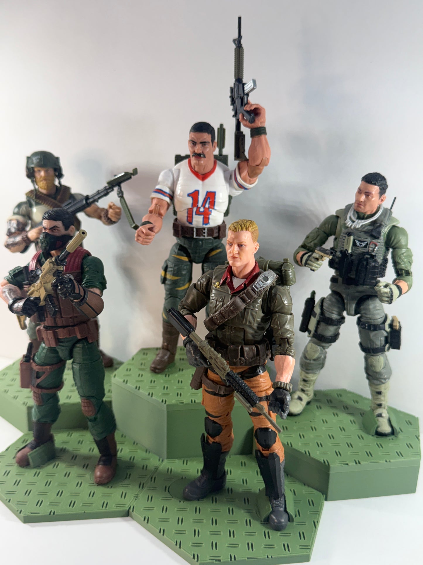 **Limited Run PreOrder** HexaStack Base Builder (5-Pack) – The Modular Display Starter Kit Combat Green